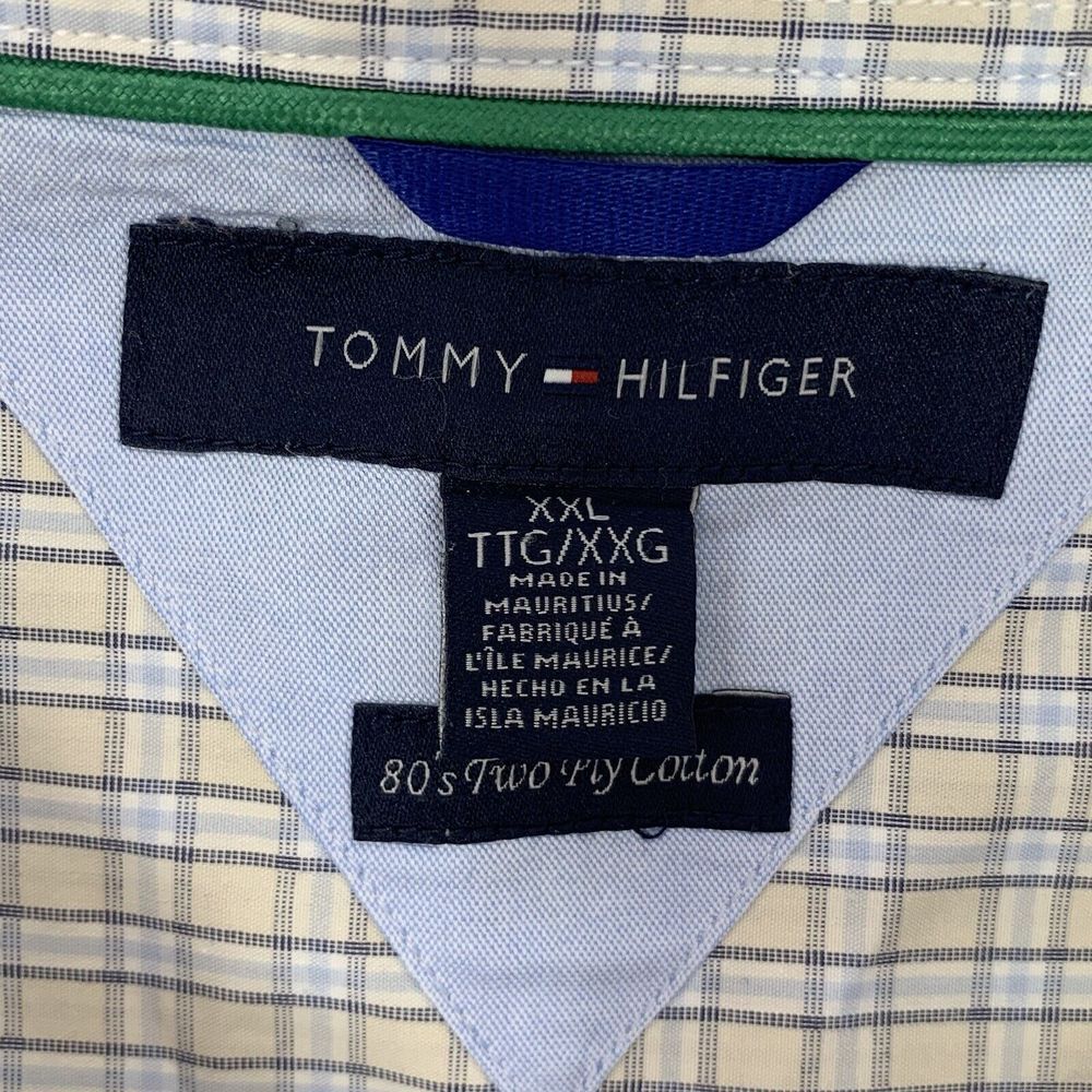 Tommy Hilfiger Beige Plaid Cotton Men's Short Sleeve Button Up Shirt Size XXL - Picture 4 of 9